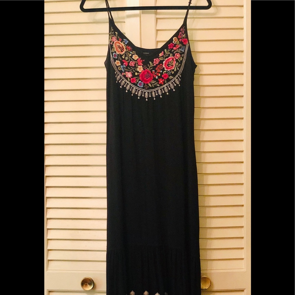 Johnny Was  Black Multicolored embroidered  dress